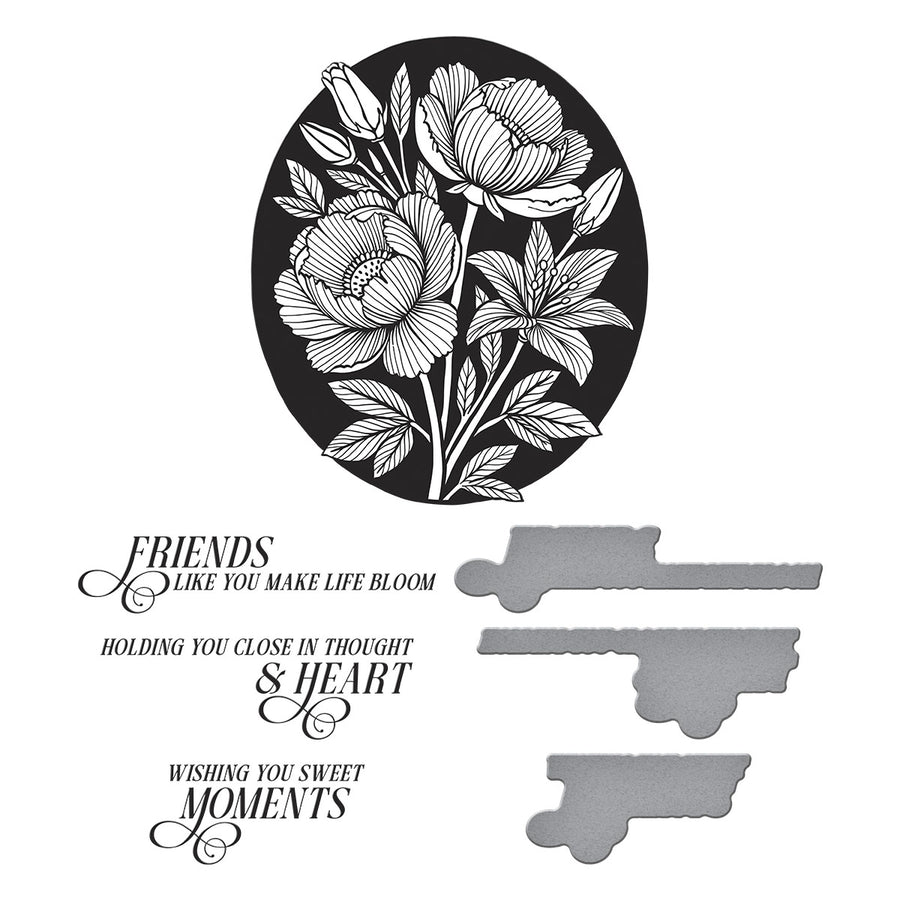 Spellbinders - BetterPress Society August 2025 (Sweet Moments Press Plate, Die Set & Stencil Bundle)