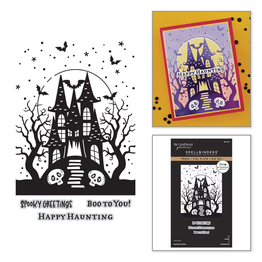 Spellbinders - BetterPress Society August 2026 (Haunted Hollow Press Plate & Die Set + Add-on Stencil Bundle)