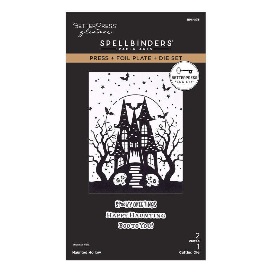 Spellbinders - BetterPress Society August 2026 (Haunted Hollow Press Plate & Die Set + Add-on Stencil Bundle)