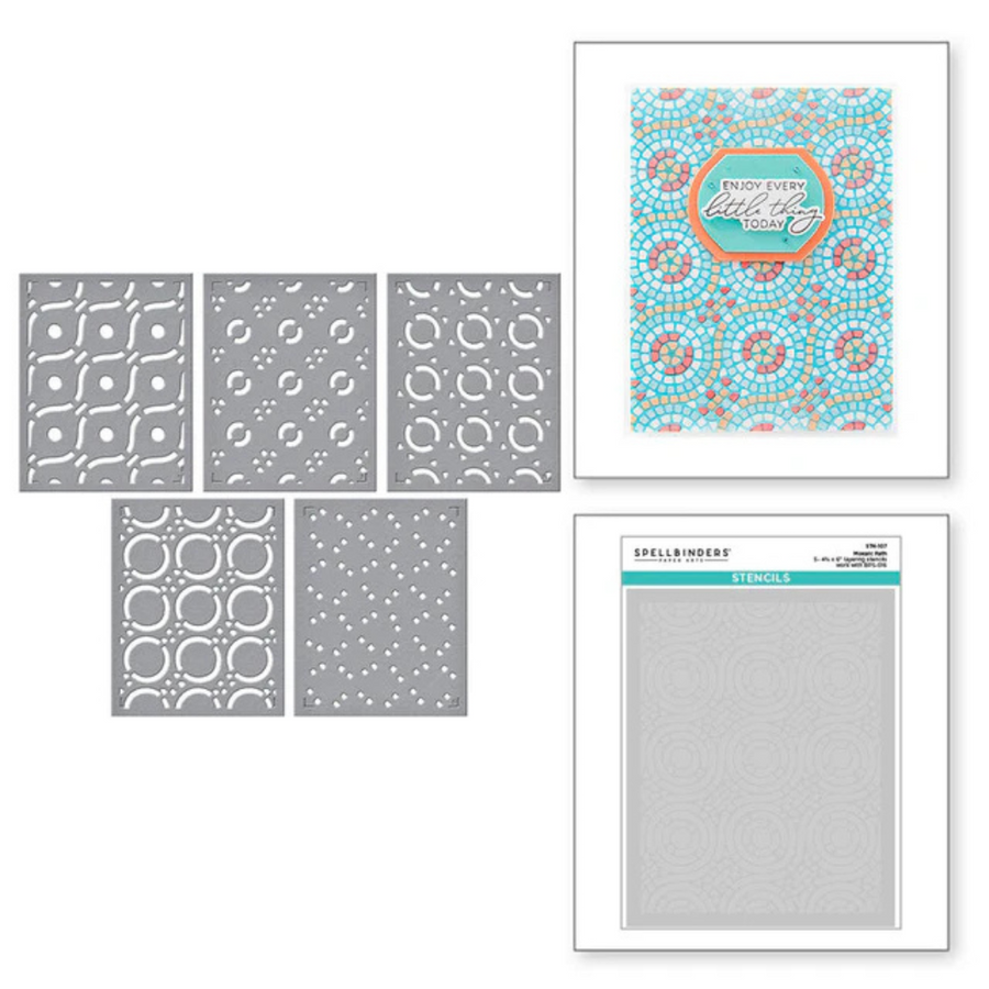 Spellbinders - BetterPress Society May 2025 (Mosaic Path Press Plates & Add-on Stencils Bundle)