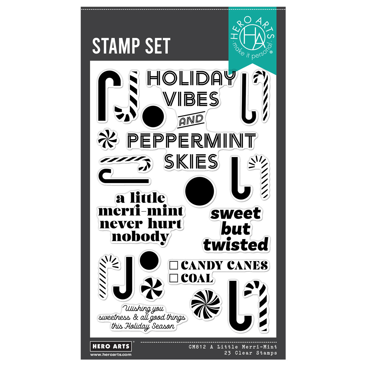 Hero Arts - A Little Merri-Mint Clear Stamps from the Candy Cane Season Collection