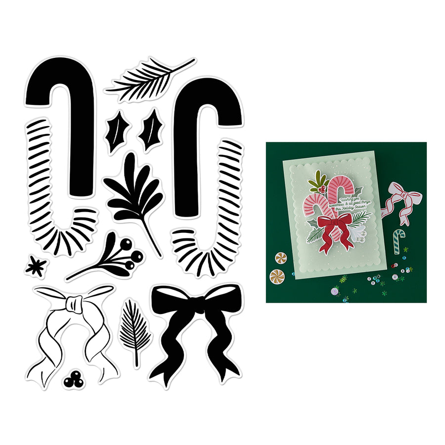 Hero Arts - Candy Cane Swag Clear Stamps from the Candy Cane Season Collection