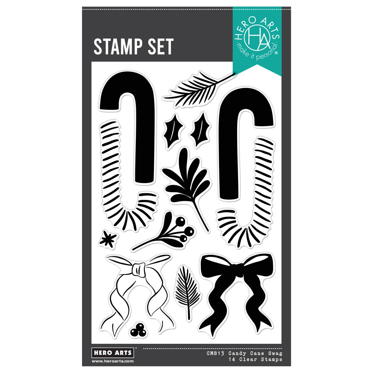 Hero Arts - Candy Cane Swag Clear Stamps from the Candy Cane Season Collection