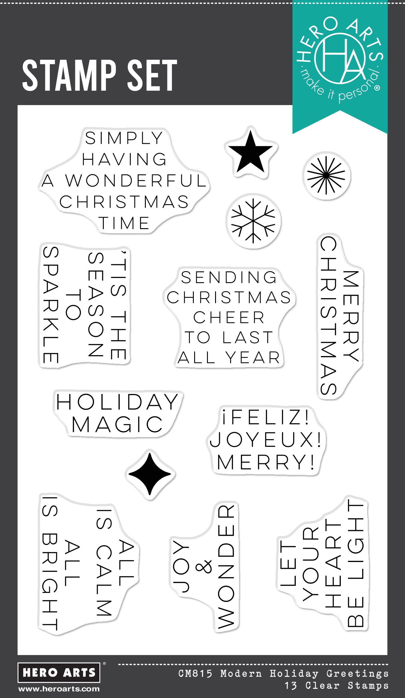 Hero Arts - Modern Holiday Greetings Clear Stamp Set from the Very Merry Collection