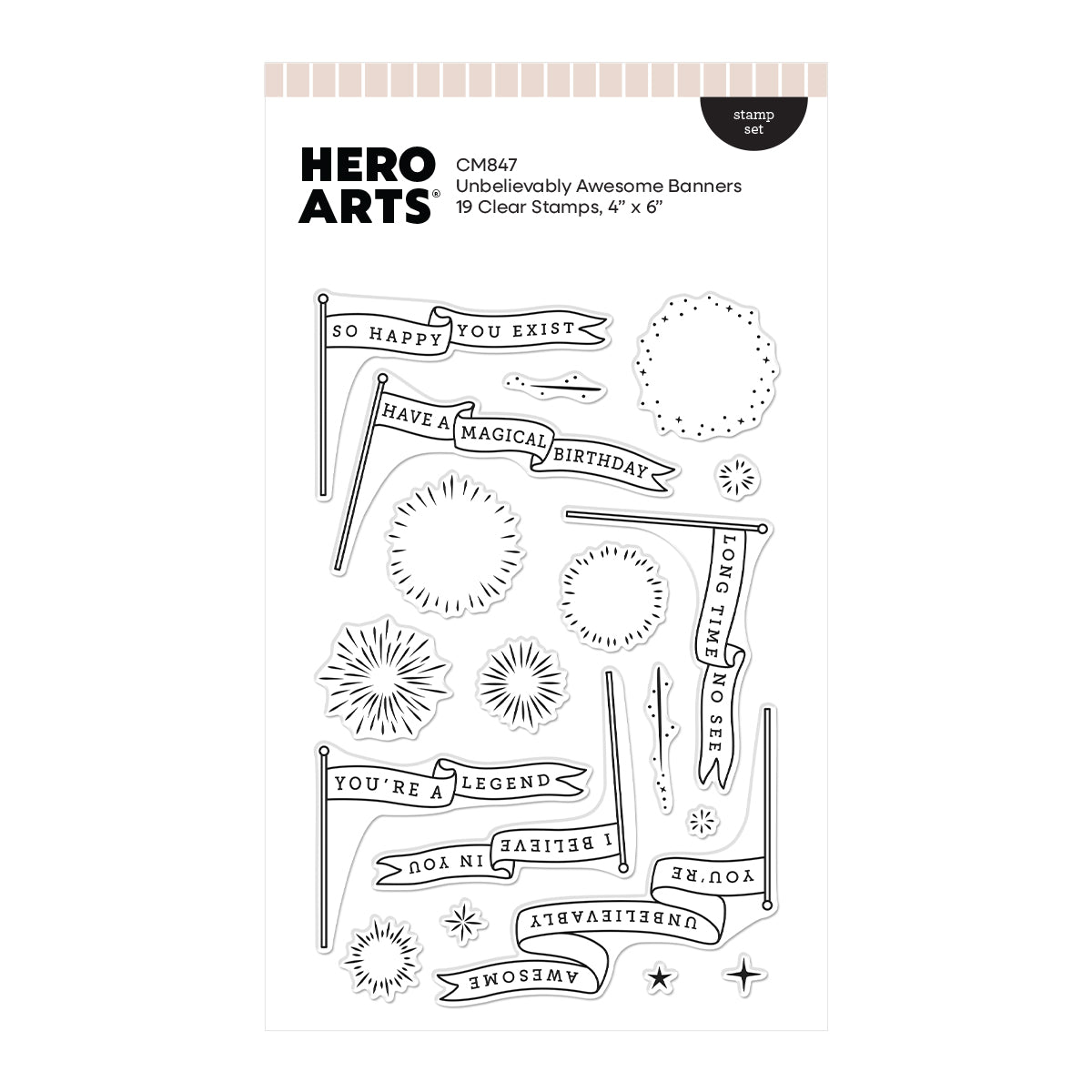 Hero Arts - Unbelievably Awesome Banners Clear Stamp Set