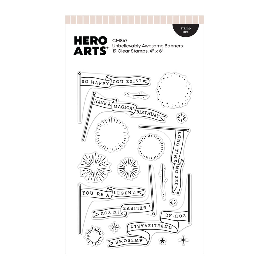 Hero Arts - Unbelievably Awesome Banners Clear Stamp Set