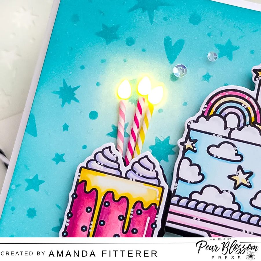 Pear Blossom Press - HAI Candle Flame Gems (0.8 oz pack) yellow plastic flame shaped gems, assorted sizes