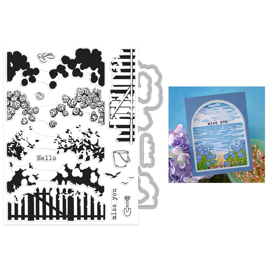 Hero Arts - Coastal Blooms HeroScape Stamp & Cut Set from the Seaside Blooms Collection