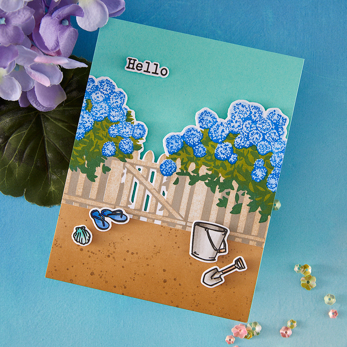 Hero Arts - Coastal Blooms HeroScape Stamp & Cut Set from the Seaside Blooms Collection
