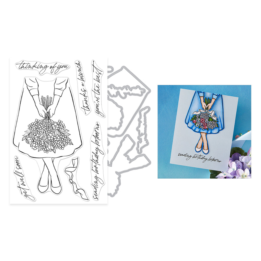 Hero Arts - Summer Bouquet Stamp & Cut Set from the Seaside Blooms Collection