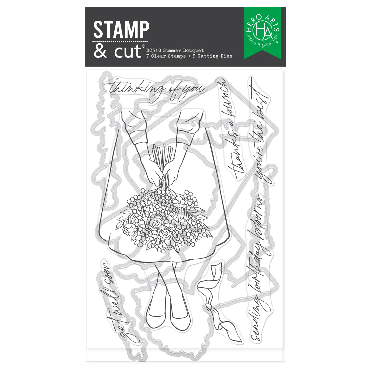 Hero Arts - Summer Bouquet Stamp & Cut Set from the Seaside Blooms Collection