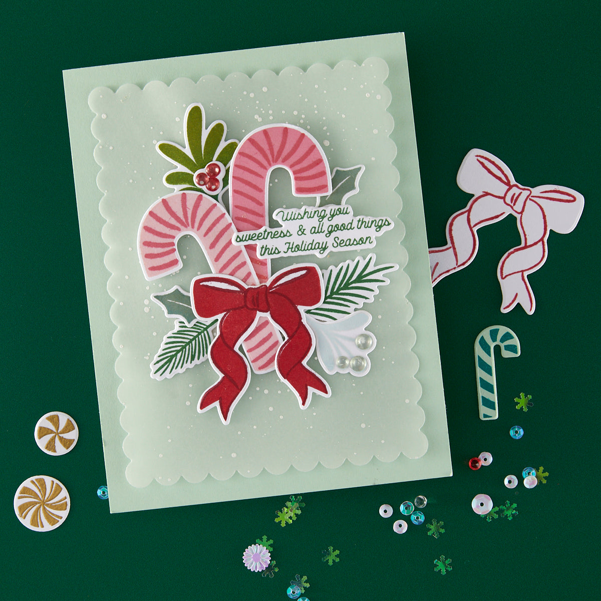 Hero Arts - Candy Cane Swag Stamp & Cut Set from the Candy Cane Season Collection