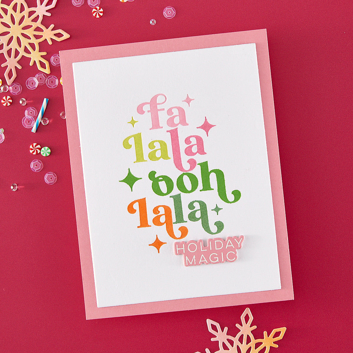Hero Arts - Modern Holiday Greetings Stamp & Cut Set from the Very Merry Collection