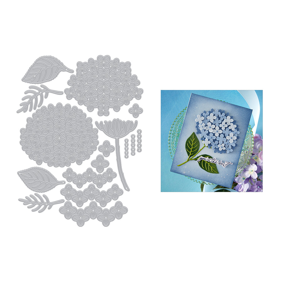 Hero Arts - Layered Hydrangea Etched Dies from the Seaside Blooms Collection