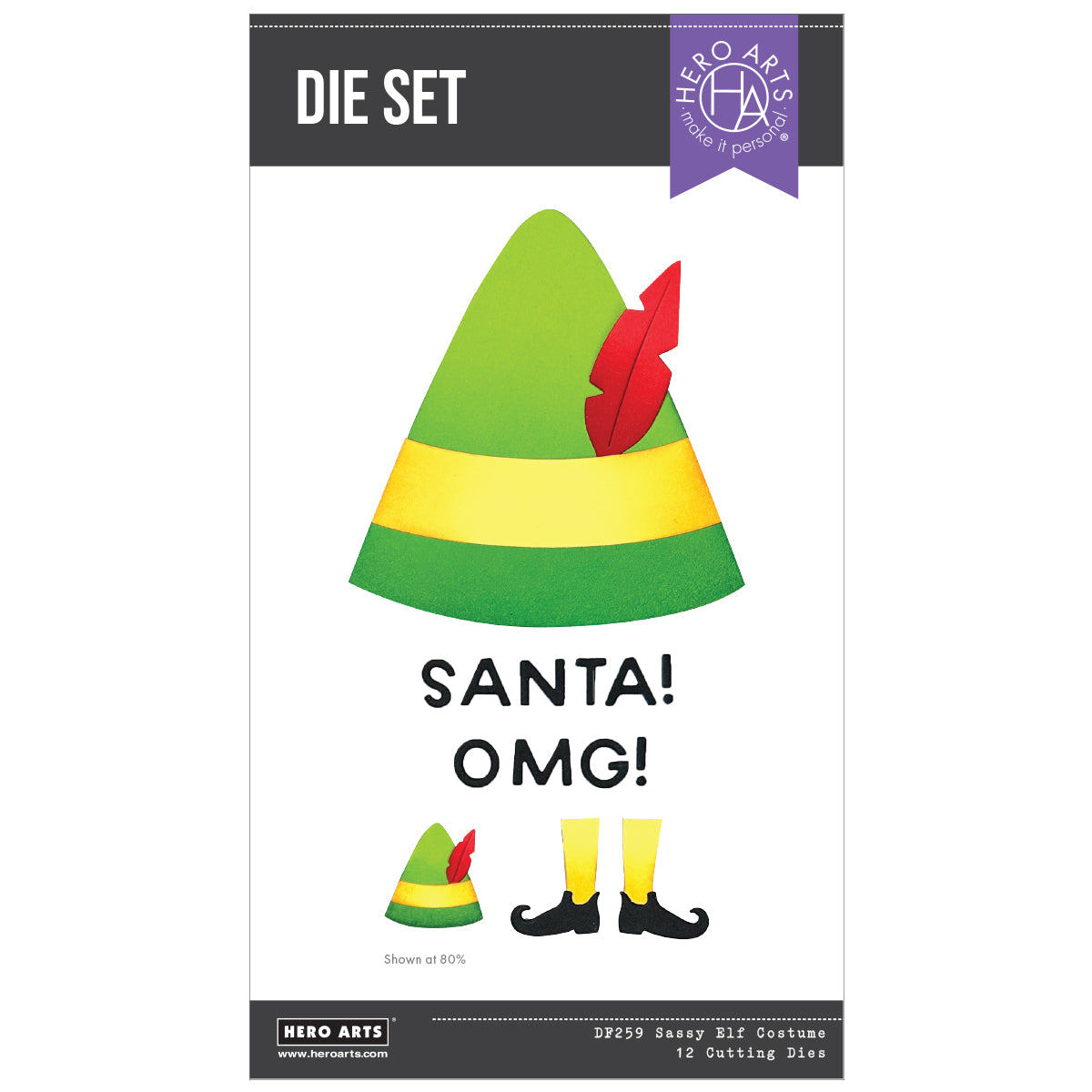 Hero Arts - Sassy Elf Costume Etched Dies from the Yule Fuel Collection