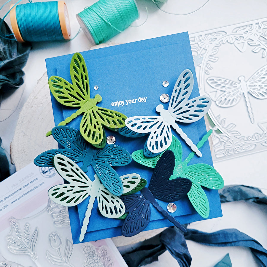 Pinkfresh Studio - Dragonfly Floral Frame Coverplate Die