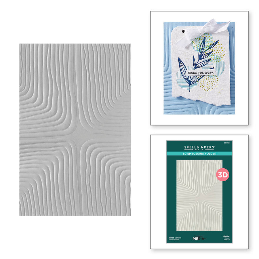 Spellbinders - Lined Corners 3D Embossing Folder from the Modern Botanicals Collection by Dina Wakley