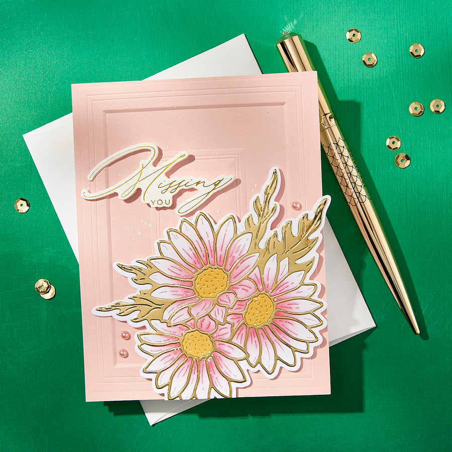 Spellbinders - Crafty Hugs Sentiments Press Plate & Die Set from the Yana's Daisies Collection by Yana Smakula