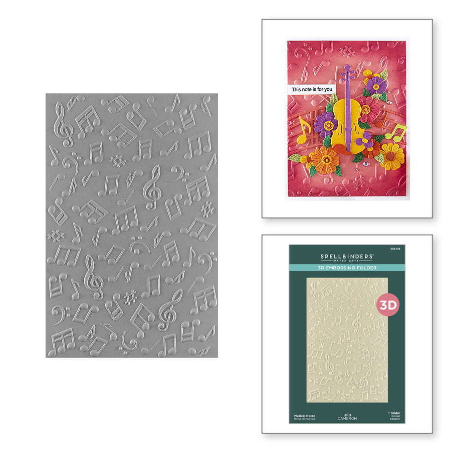Spellbinders - Musical Notes 3D Embossing Folder from the Bibi's Musical Notes Collection by Bibi Cameron