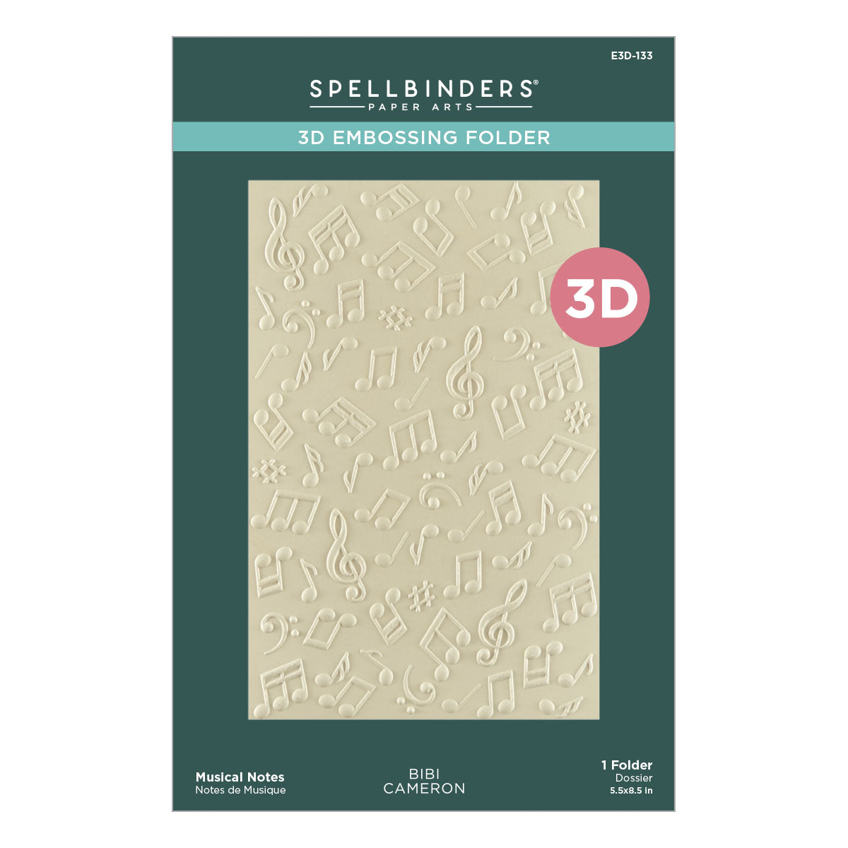 Spellbinders - Musical Notes 3D Embossing Folder from the Bibi's Musical Notes Collection by Bibi Cameron