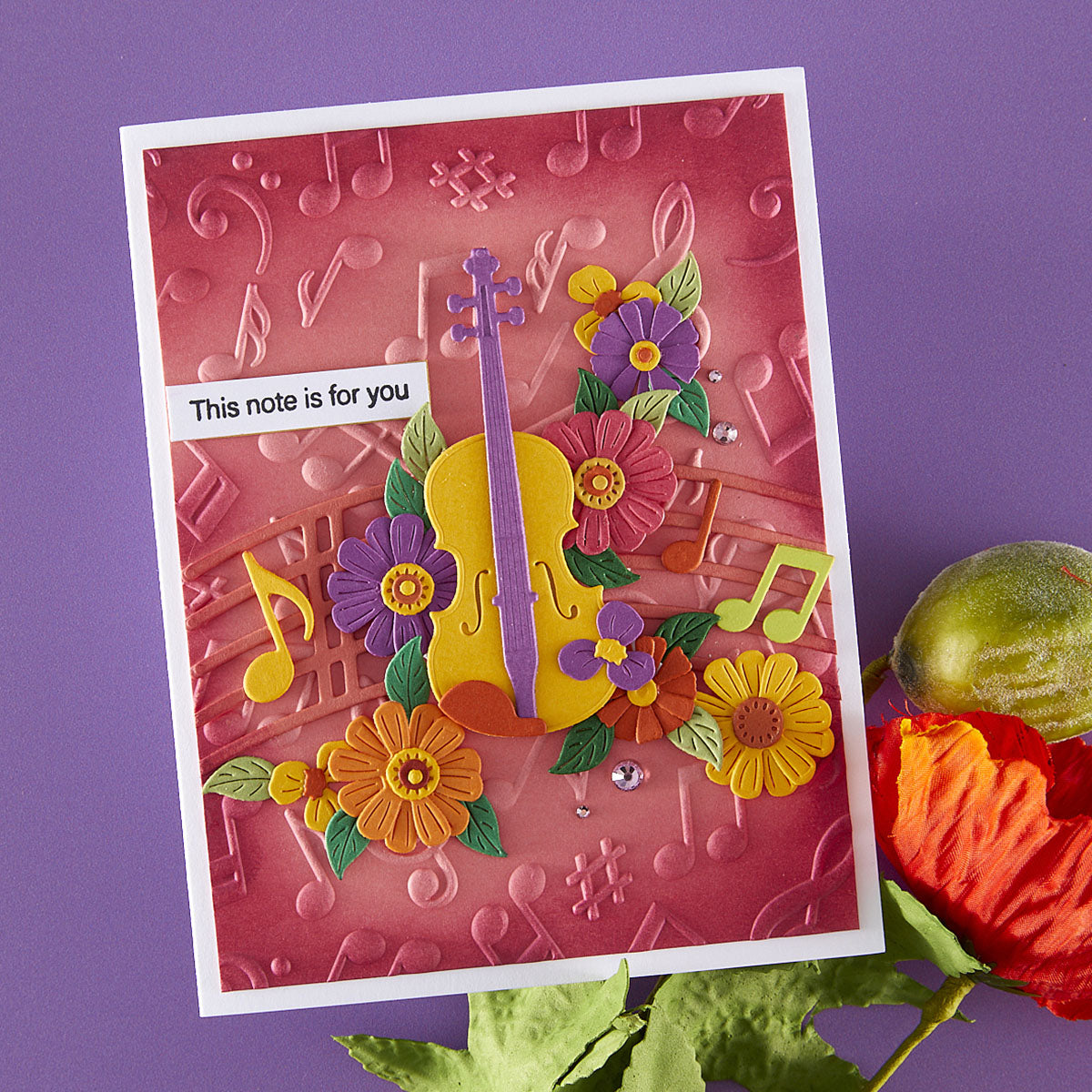 Spellbinders - Musical Notes 3D Embossing Folder from the Bibi's Musical Notes Collection by Bibi Cameron
