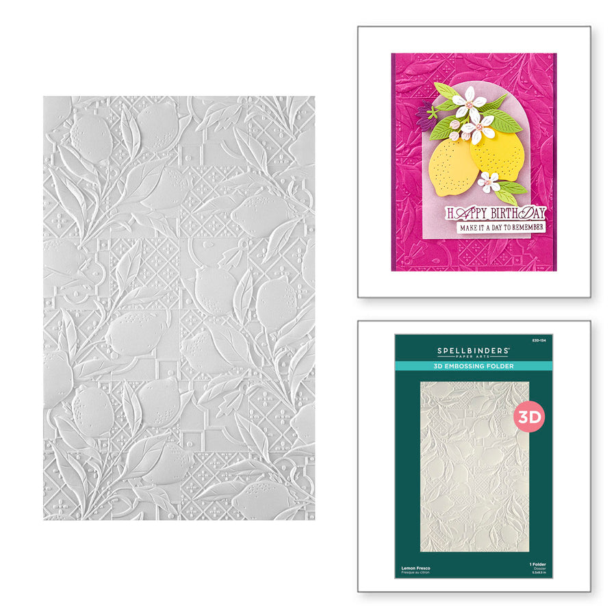 Spellbinders - Lemon Fresco 3D Embossing Folder from the La Dolce Vita Collection