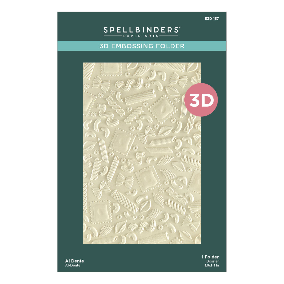Spellbinders - Al Dente 3D Embossing Folder from the Buon Appetito Collection