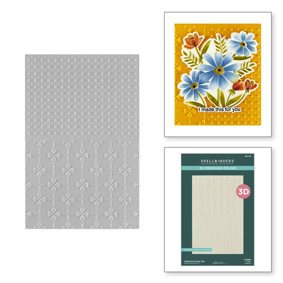 Spellbinders - Polka Dot & Posy Duo 3D Embossing Folder from the Tabbed Classics Collection by Wendy Vecchi