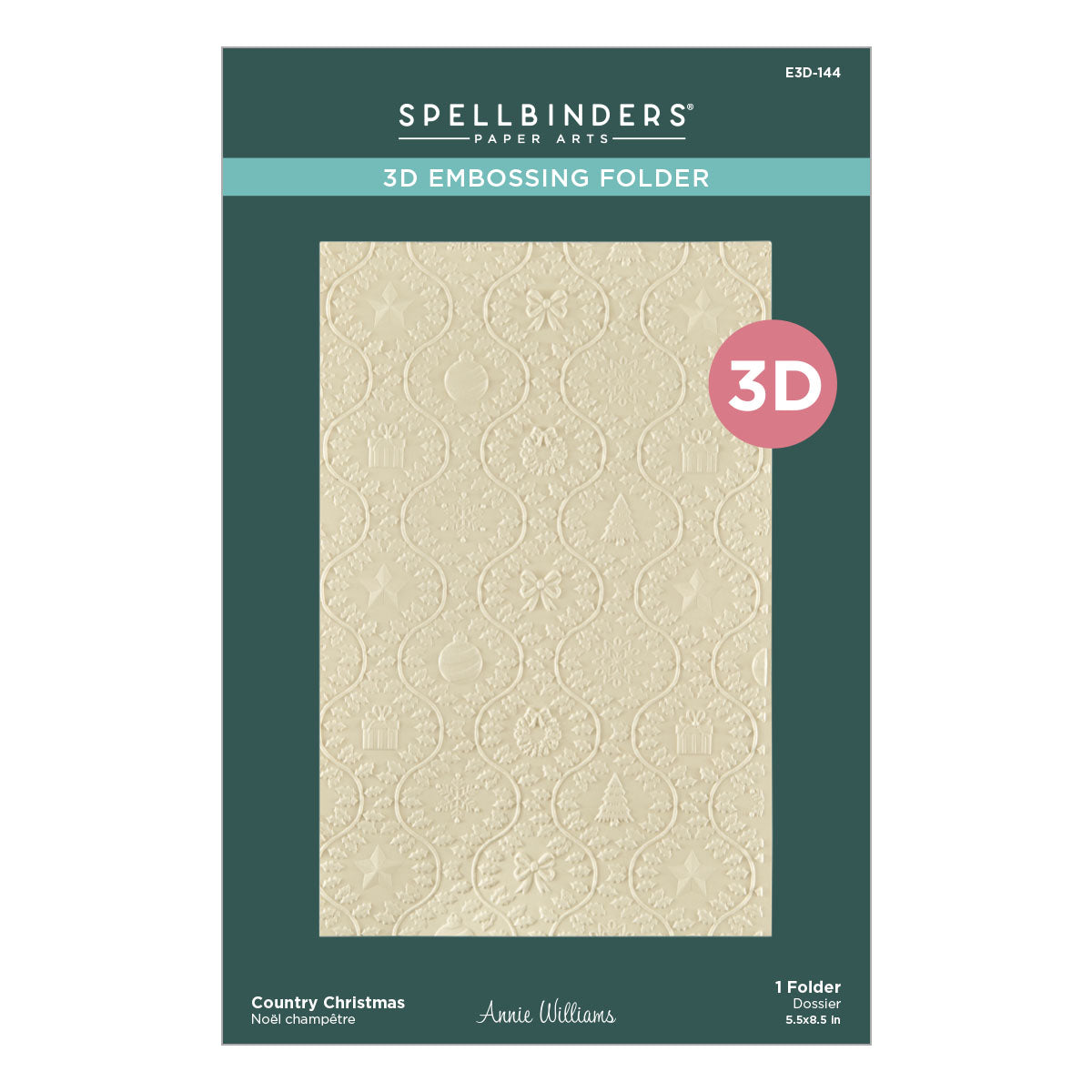 Spellbinders - Country Christmas 3D Embossing Folder from the Country Christmas Collection by Annie Williams