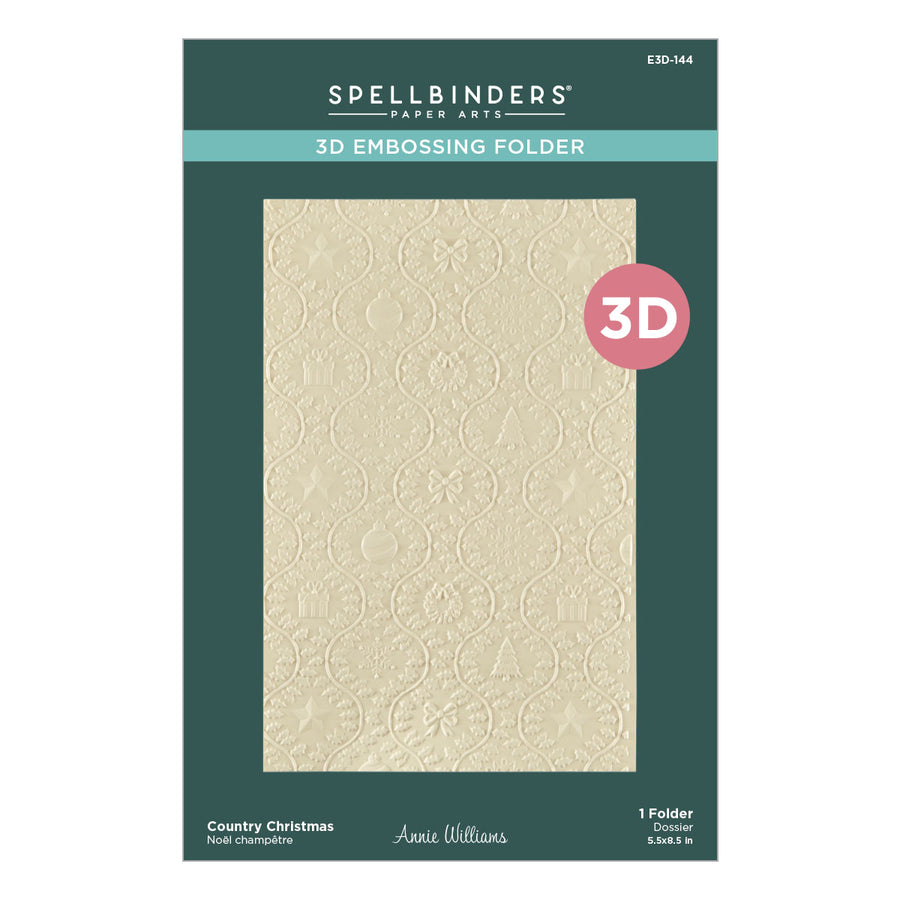 Spellbinders - Country Christmas 3D Embossing Folder from the Country Christmas Collection by Annie Williams