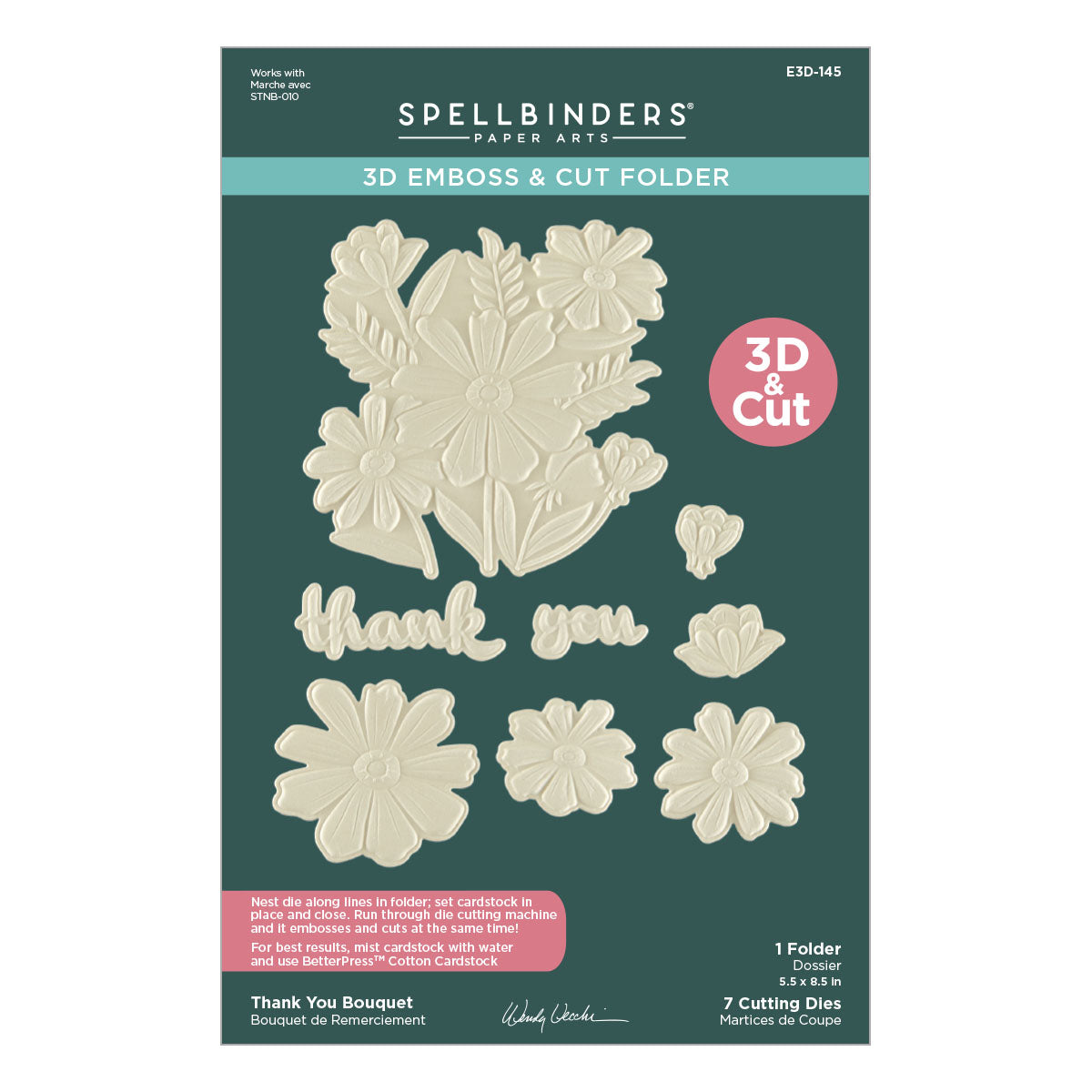 Spellbinders - Thank You Bouquet 3D Emboss & Cut Folder from the Tabbed Classics Collection by Wendy Vecchi