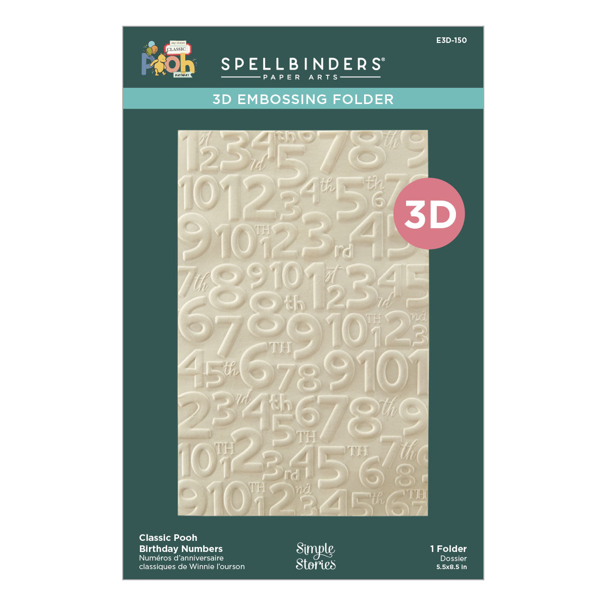 Spellbinders - Classic Pooh Birthday Numbers 3D Embossing Folder from the Say Cheese Classic Pooh Birthday Collection