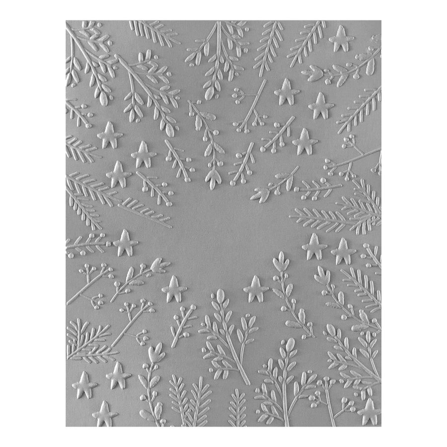 Spellbinders - Stars and Fronds Frame 3D Embossing Folder from the Starry Holiday Collection by Dina Wakley