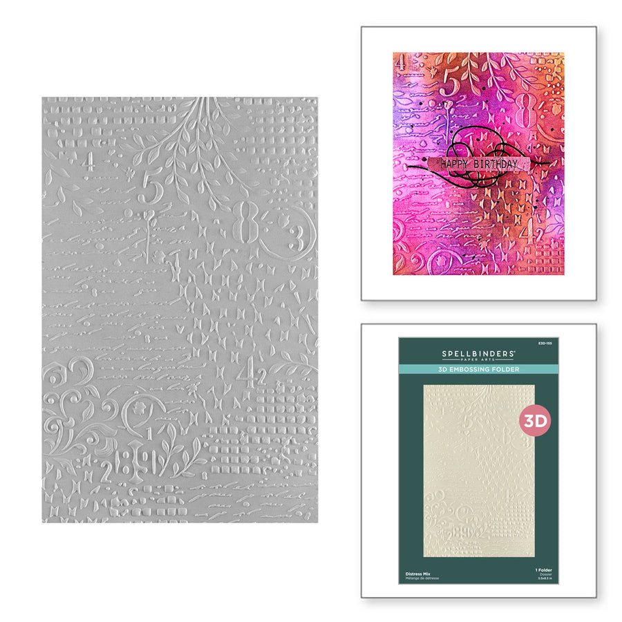 Spellbinders - Distress Mix 3D Embossing Folder from the Beautifully Imperfect Collection