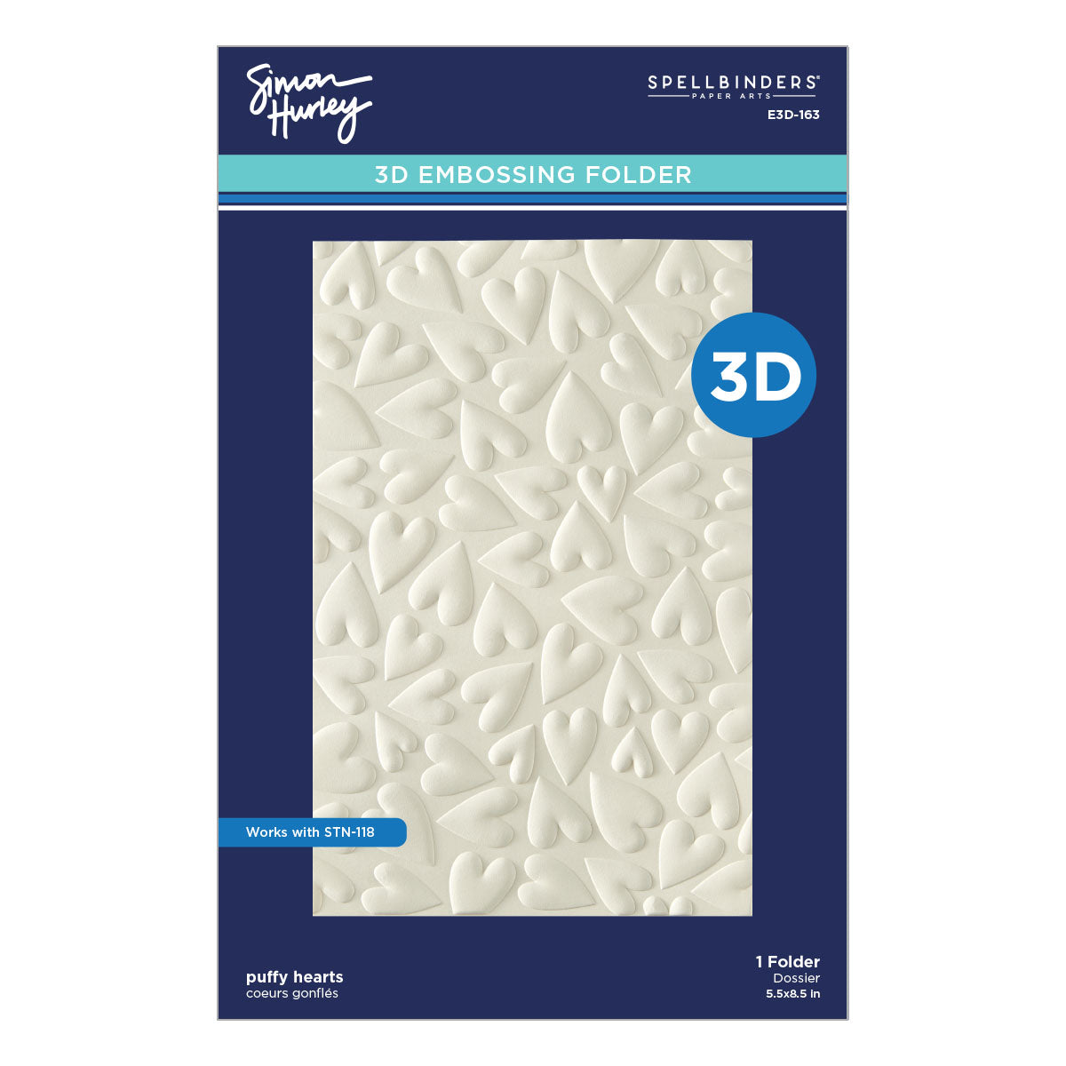 Spellbinders - Puffy Hearts 3D Embossing Folder by Simon Hurley
