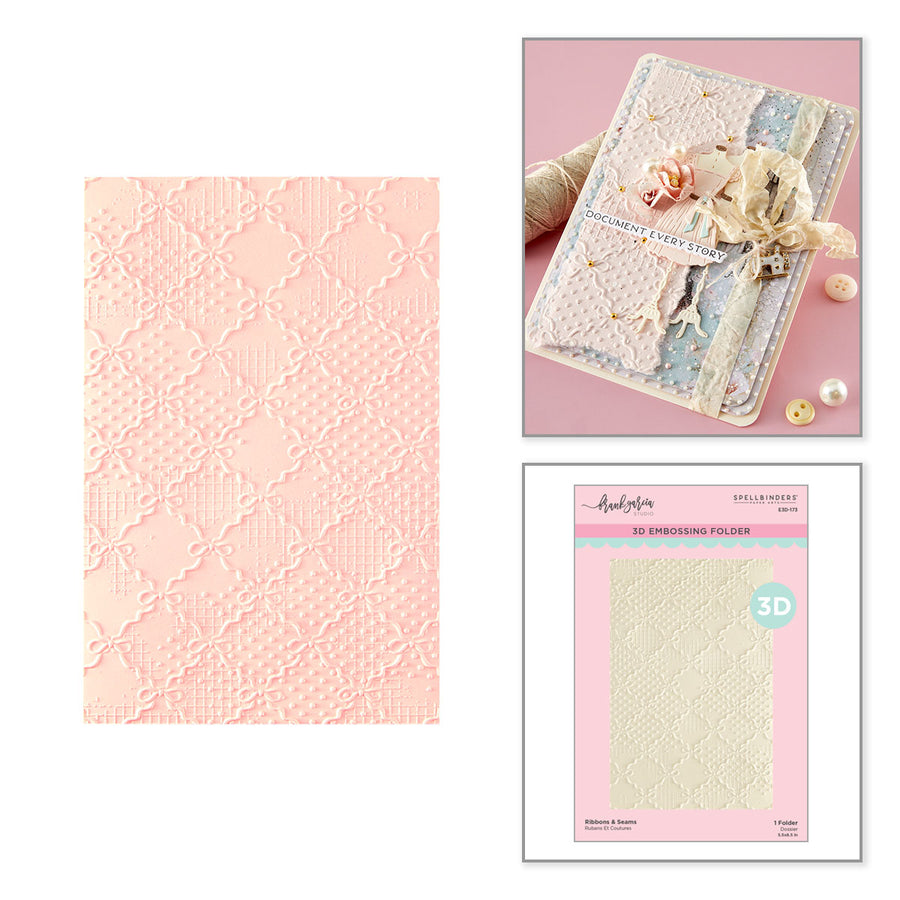 (COMING SOON) Spellbinders - Ribbons & Seams 3D Embossing Folder by Frank Garcia