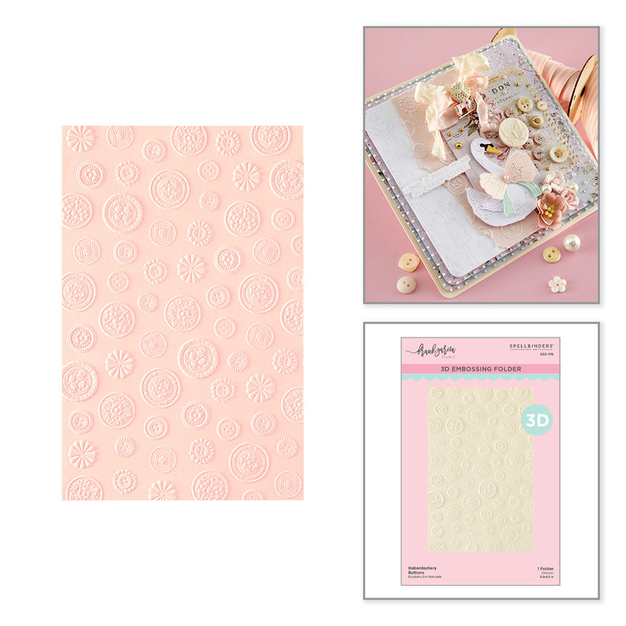 (COMING SOON) Spellbinders - Haberdashery Buttons 3D Embossing Folder by Frank Garcia