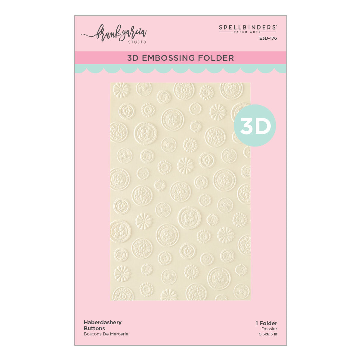Spellbinders - Haberdashery Buttons 3D Embossing Folder by Frank Garcia