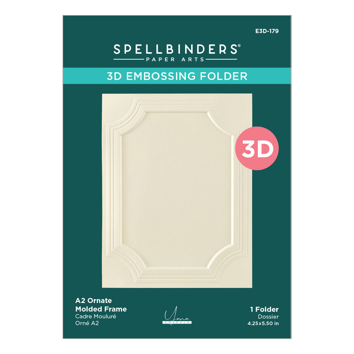 Spellbinders - A2 Ornate Molded Frame 3D Embossing Folder by Yana Smakula