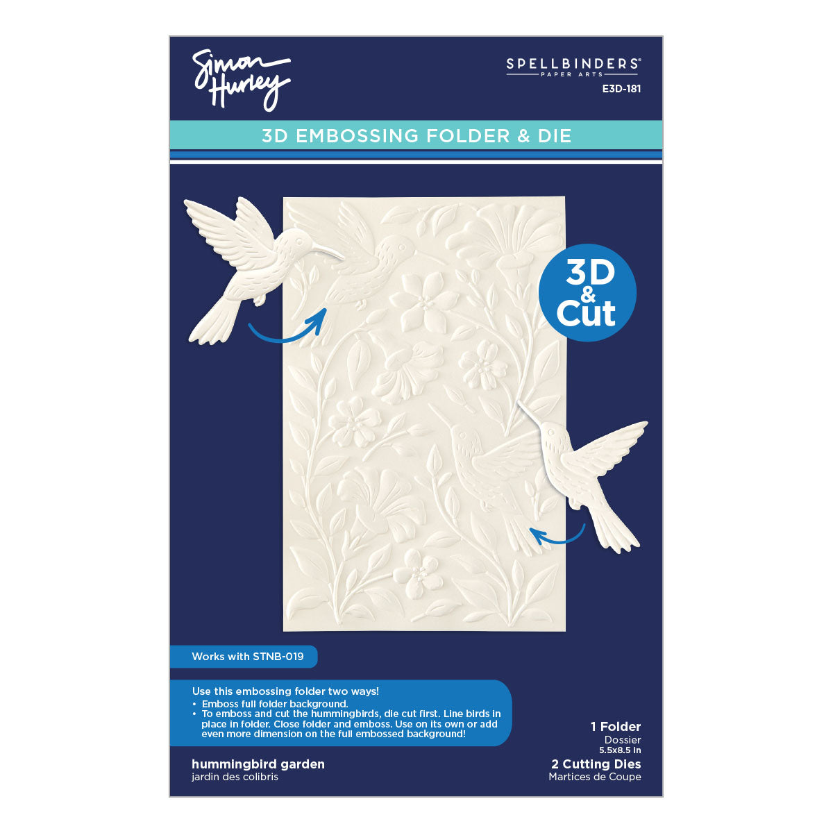 Spellbinders - Hummingbird Garden 3D Embossing Folder & Die Set by Simon Hurley