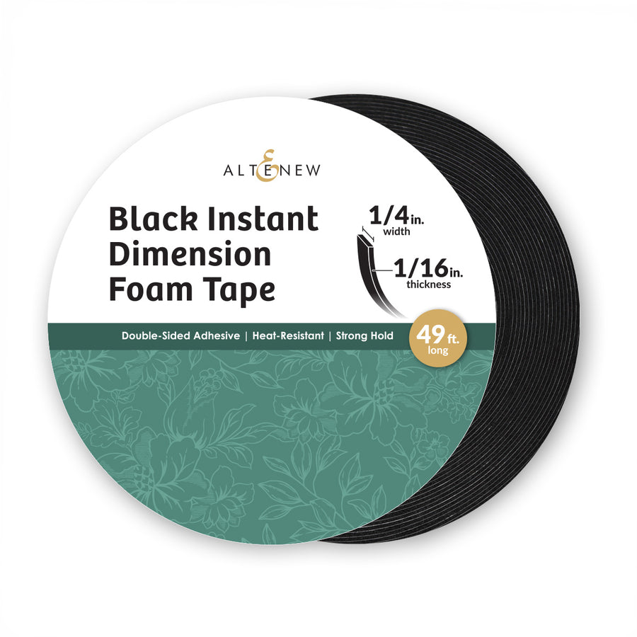 Altenew - Black Instant Dimension Foam Tape - 1/16'' x 1/4'' x 15m