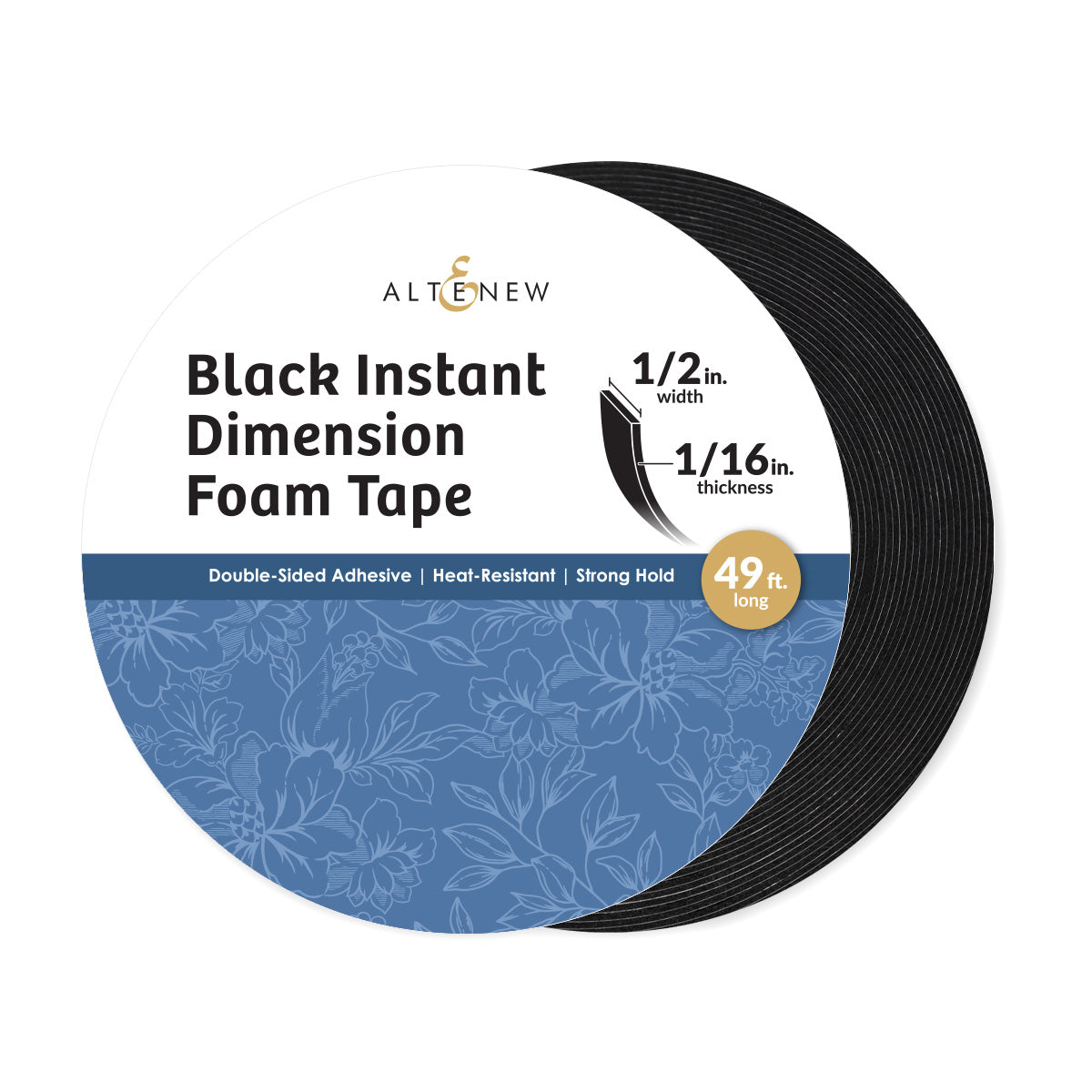 Altenew - Black Instant Dimension Foam Tape - 1/16'' x 1/2'' x 15m