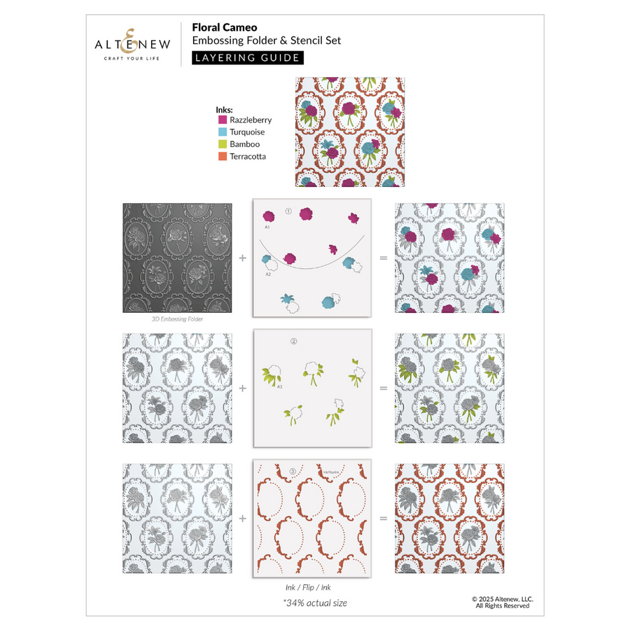 Altenew - Floral Cameo Simple Coloring Stencil Set (3 in 1)