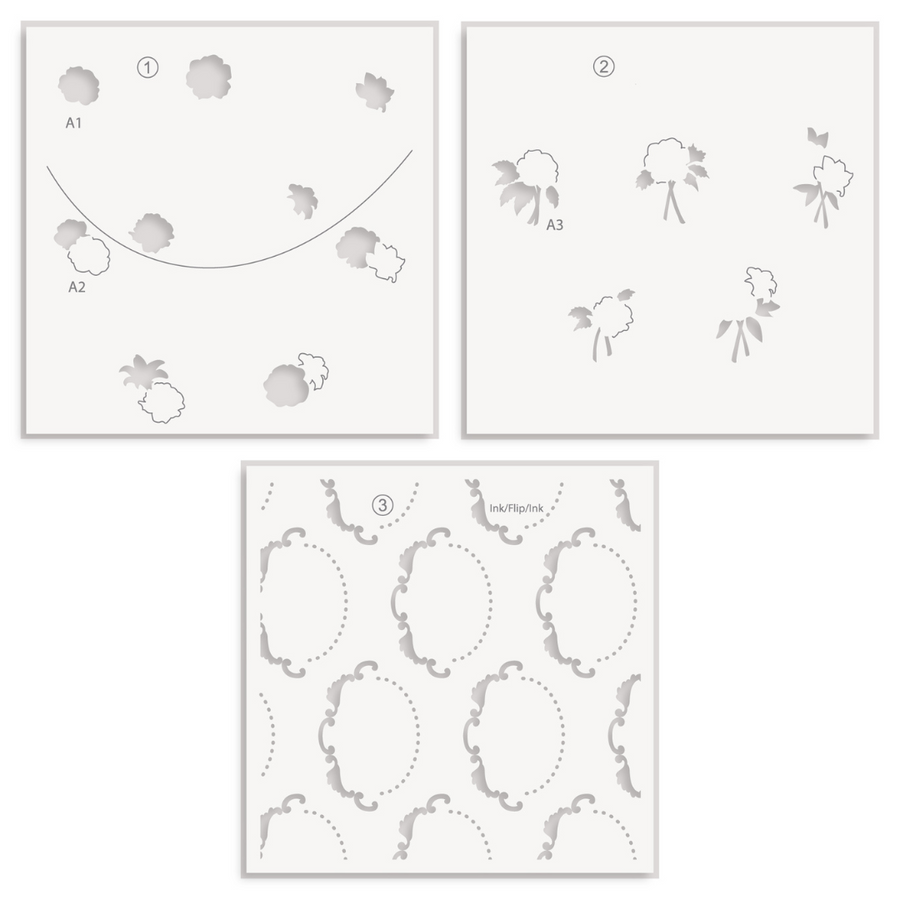 Altenew - Floral Cameo Simple Coloring Stencil Set (3 in 1)