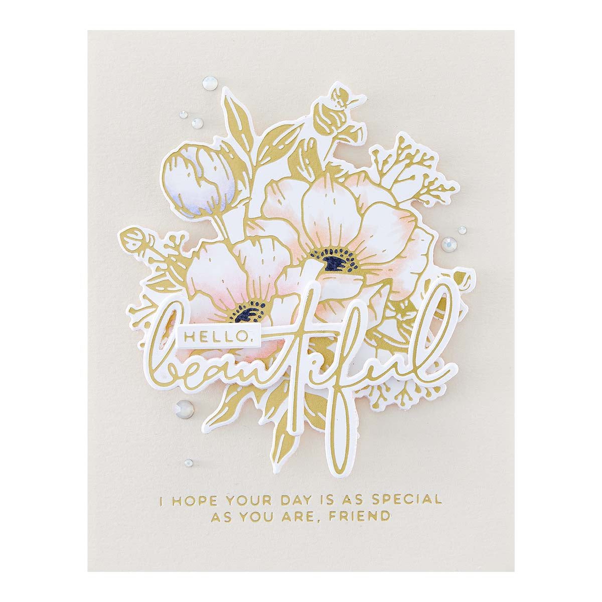 Spellbinders - Inside Card Glimmer Sentiments Glimmer Hot Foil Plate from Anemone Blooms Collection by Yana Smakula