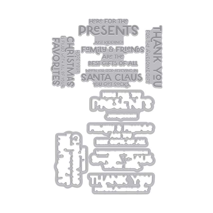Hero Arts - Here for the Presents Letterpress + Foil & Cut from the Best Gift Ever Collection