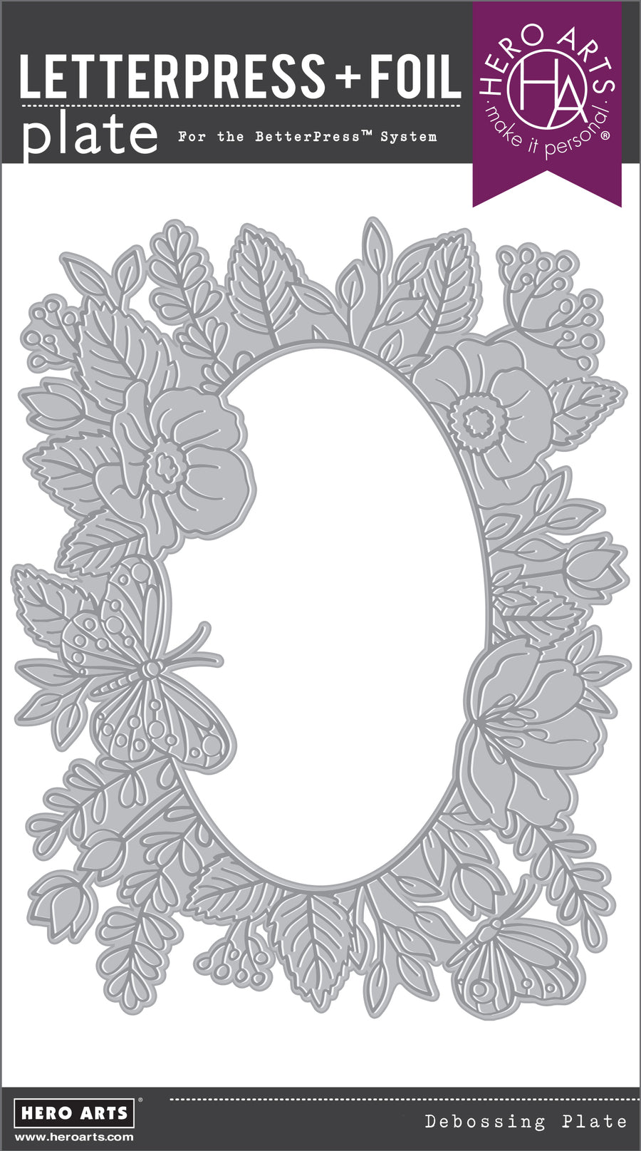 Hero Arts - Floral Frame Letterpress + Foil Plate from the Lovely LetterPress Collection