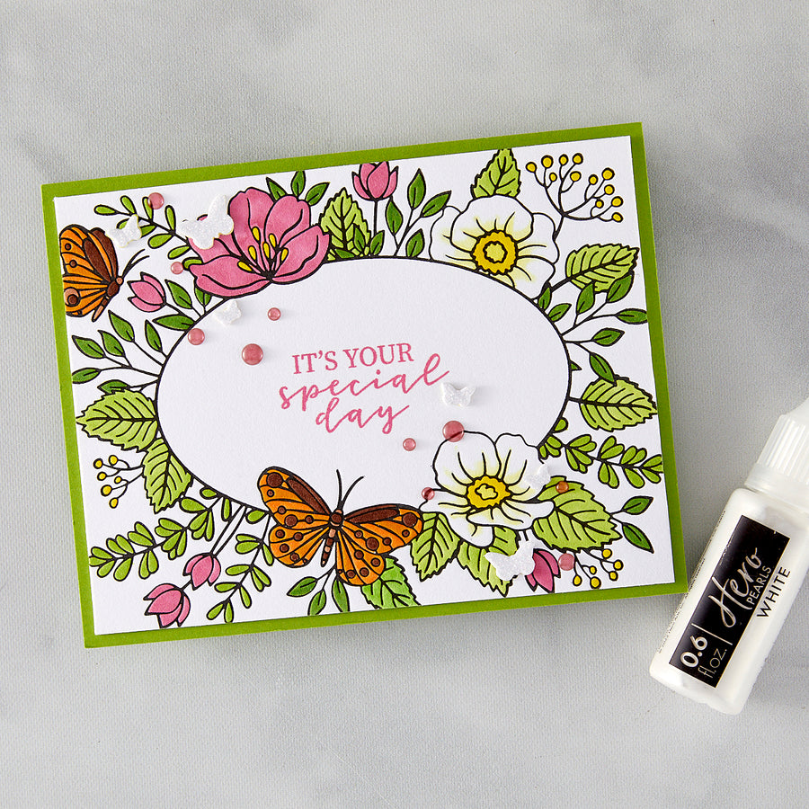 Hero Arts - Floral Frame Letterpress + Foil Plate from the Lovely LetterPress Collection