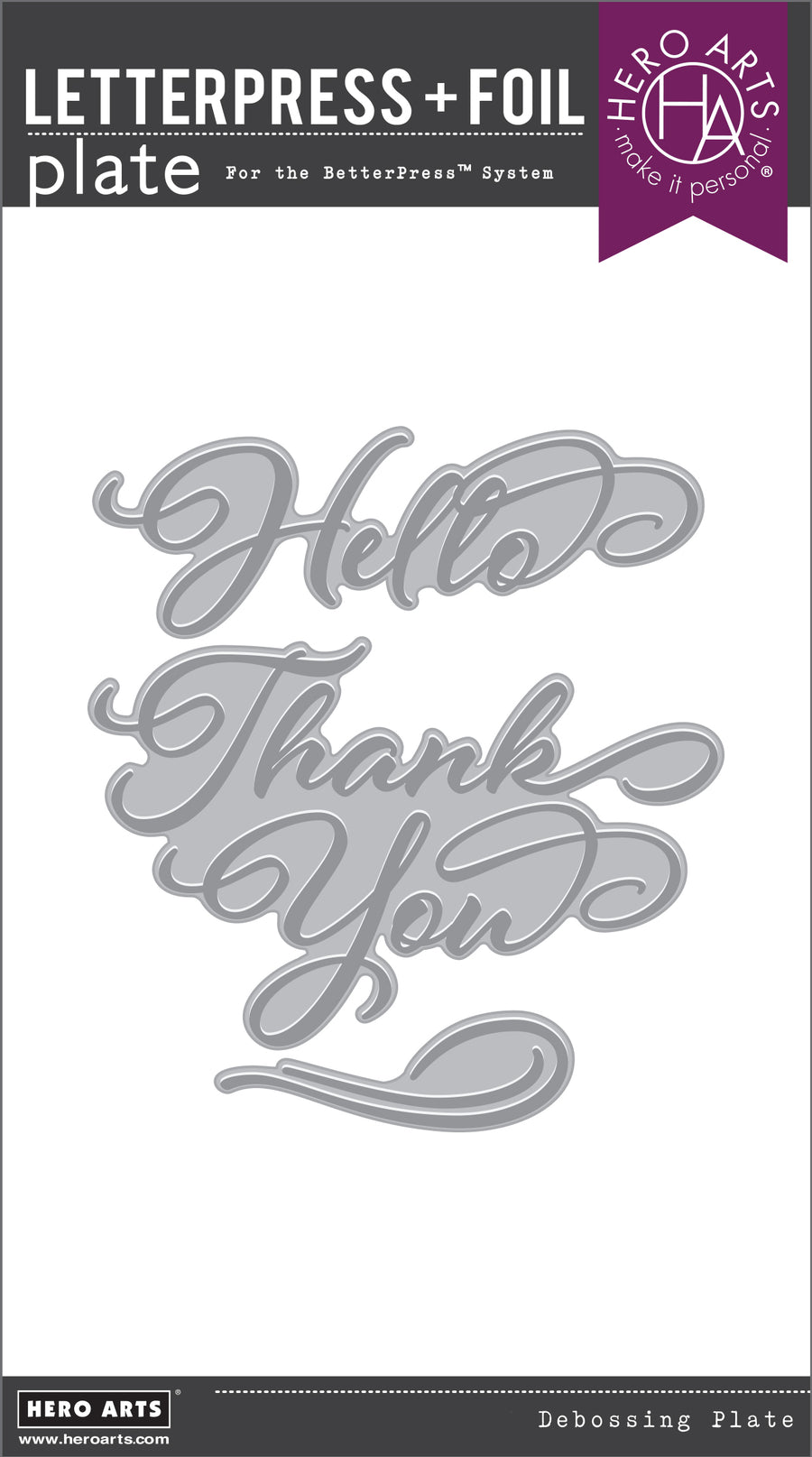 Hero Arts - Hello & Thank You BetterPress + Foil Plates from the Lovely LetterPress Collection