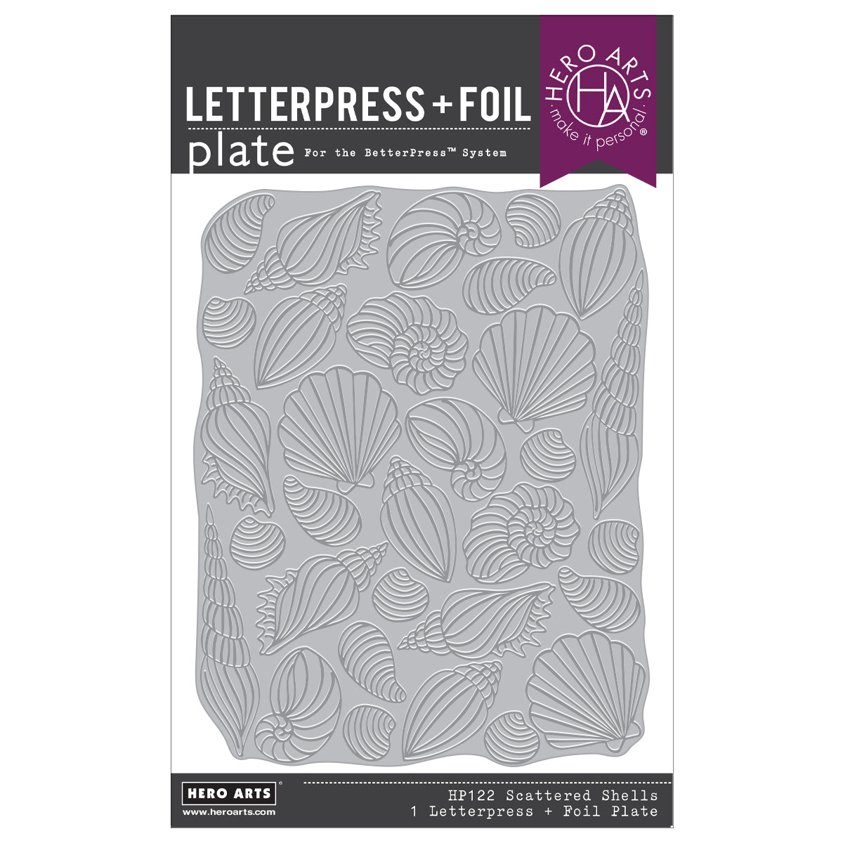 Hero Arts - Scattered Shells BetterPress + Foil Plate from the Summer by The Shore Collection